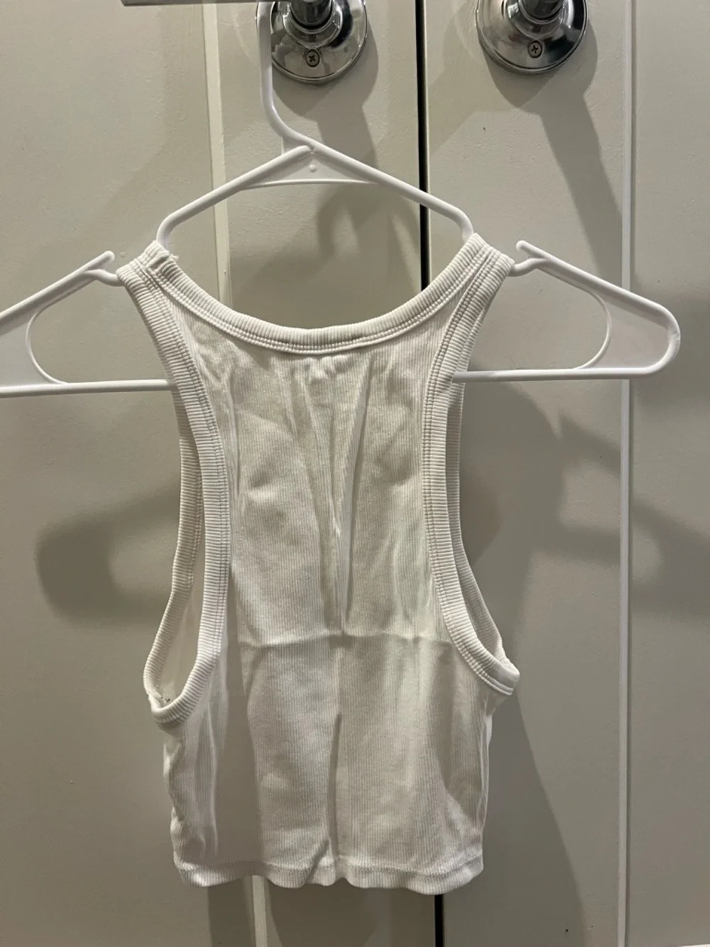 Zara Cream Ribbed Racerback Tank - Picture 3 of 3